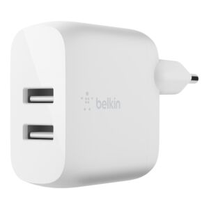 Doppio caricabatteria da parete USB-A da 24 W - Bianco