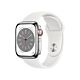 Apple Watch Serie 8 GPS + Cellular - Cassa in Acciaio Argento con Cinturino Sport Bianco -  41m