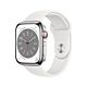 Apple Watch Serie 8 GPS + Cellular - Cassa in Acciaio Argento con Cinturino Sport Bianco -  45m